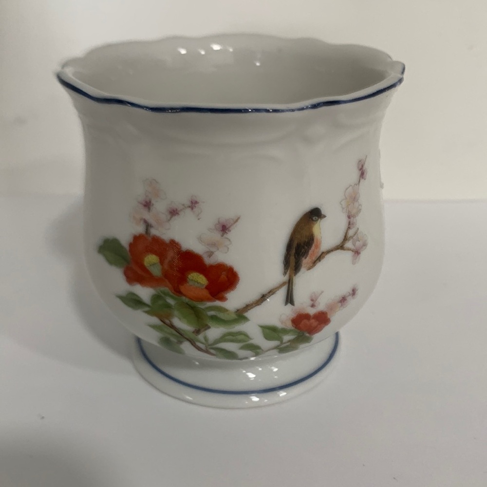 Vintage Japanese Porcelain Jardiniere Planter Birds Takahashi San Francisco